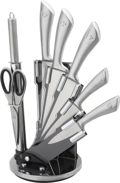 Royalty Line 8-teiliges Messerset mit Messerständer / Edelstahl / Silber / RL-KSS600